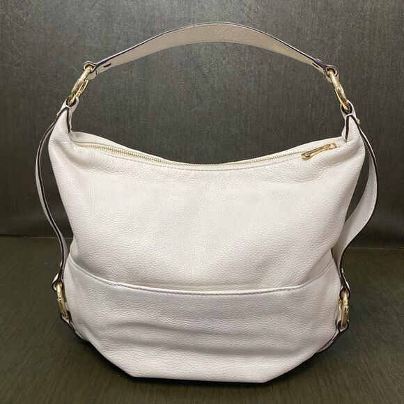 Michael Kors White Hobo Bag Pebbled Leather Gold Hardware B. Makowski Wallet 2pc - Picture 3 of 16
